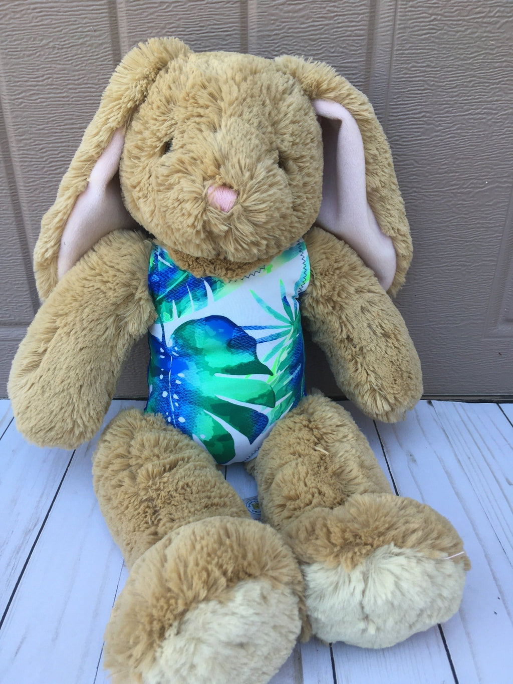 Green and blue leave leotard for doll or  stuffed animal.