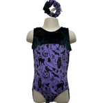 Load image into Gallery viewer, Girls Gymnastics Halloween Leotard Purple
