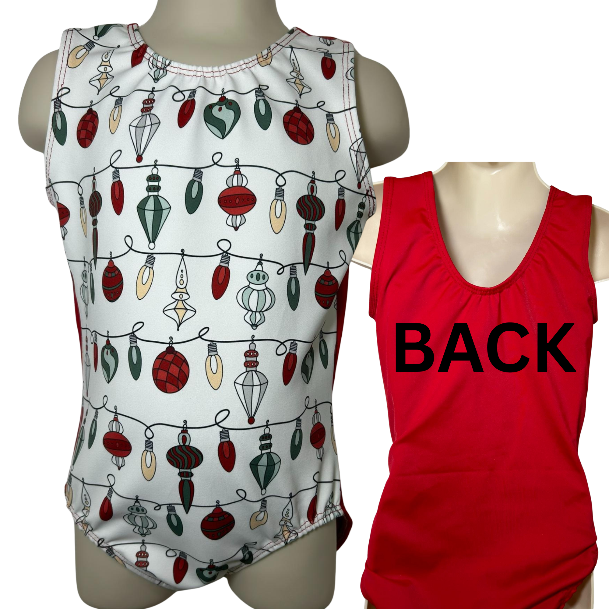 Girls Gymnastics Leotard Christmas Lights