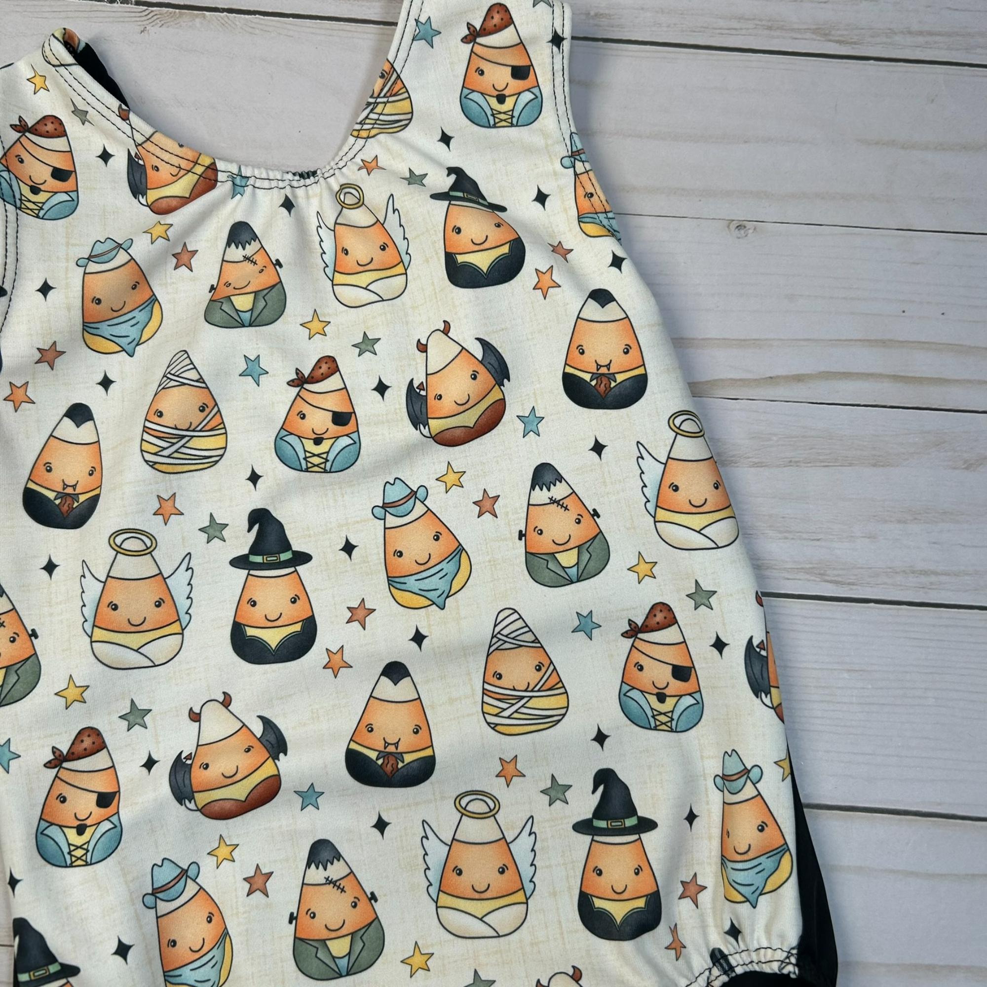Girls Gymnastics Leotard Cute Candy Corn Halloween
