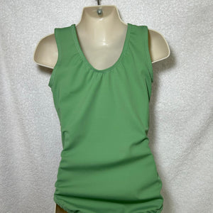 Tank leotard back with optional solid sage green