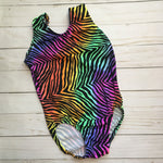 Load image into Gallery viewer, tank gymnastics leotard with rainbow zebra print
