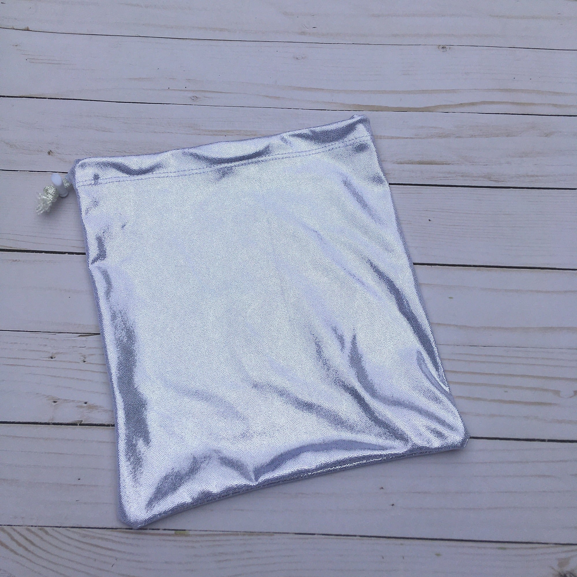 gymnastics grip bag in shiny silver